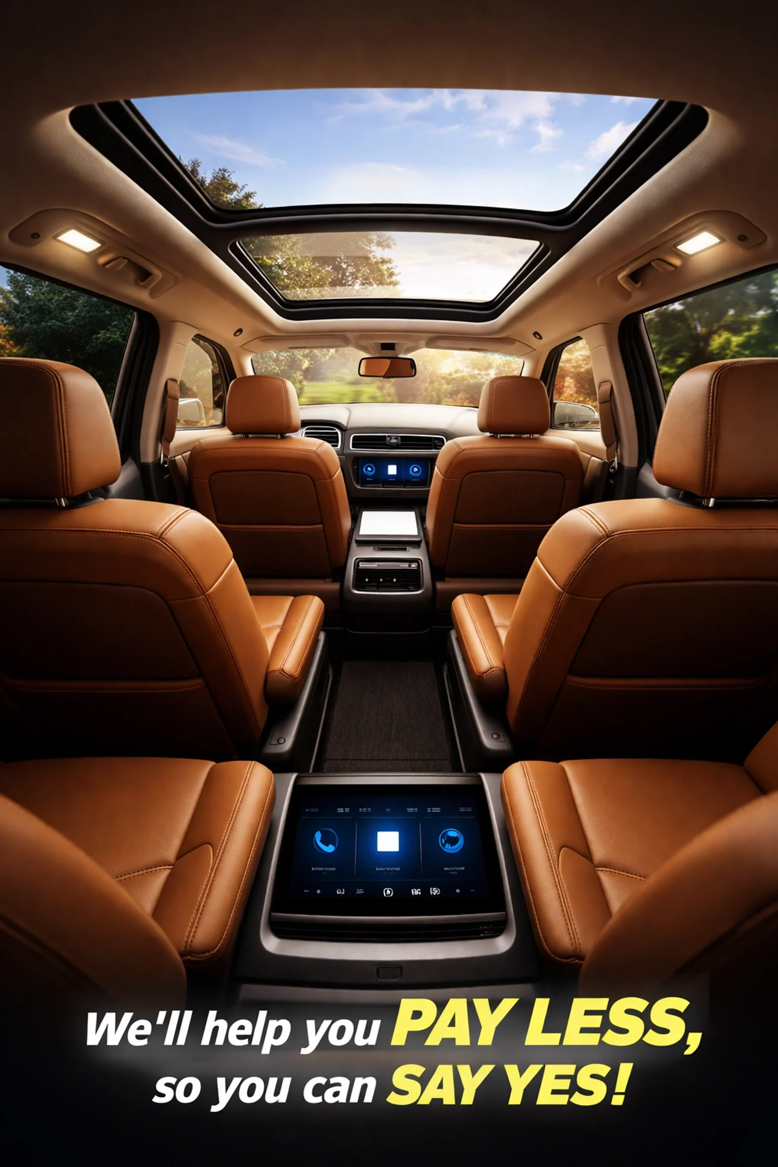 Interior view of 2027 Kia Telluride three-row SUV with luxury leather seats and panoramic sunroof, great for families in Sacramento
