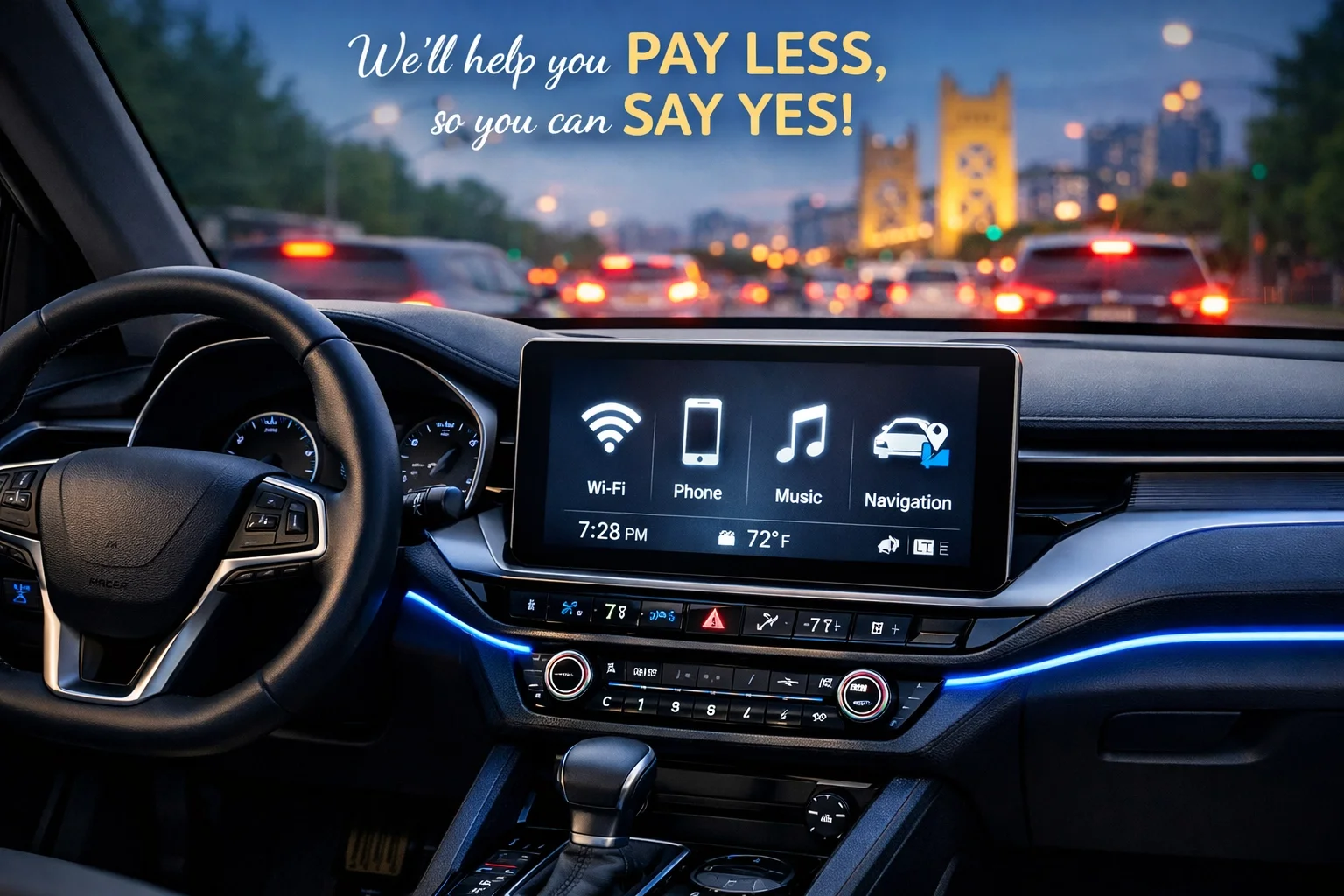 Kia K4 interior dashboard with 12.3-inch touchscreen and wireless connectivity for Sacramento commuters