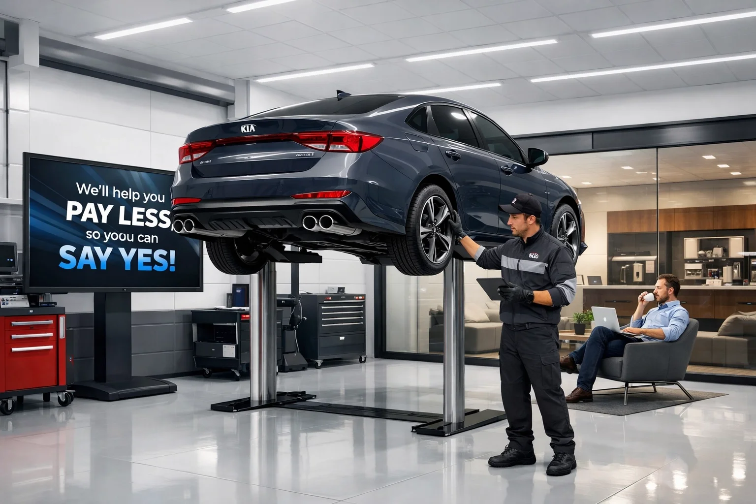 High-tech Kia service department in Roseville providing expert care for Sacramento area drivers.
