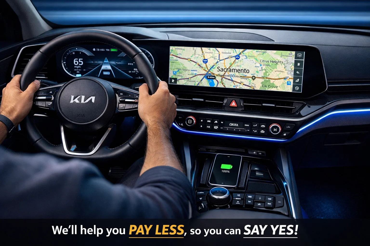 2026 Kia Sportage interior dashboard with dual 12.3-inch touchscreen displays and wireless charging