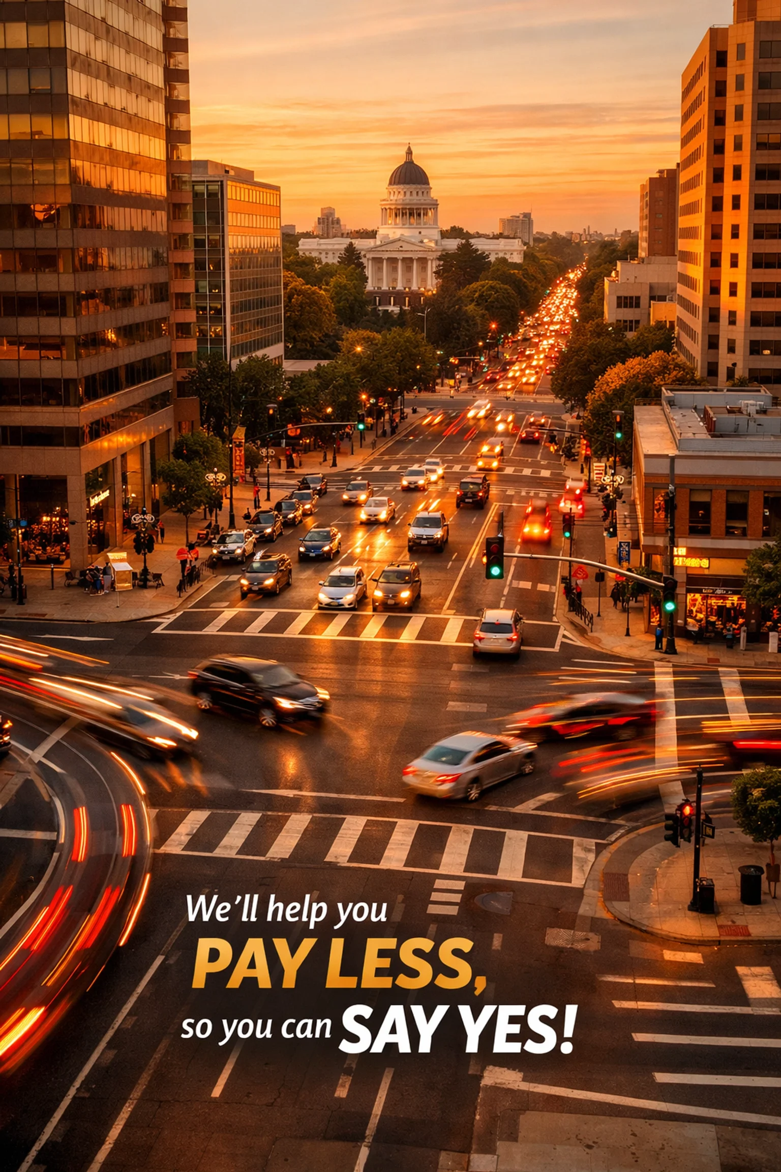 Aerial view of downtown Sacramento streets highlighting urban vehicle security needs