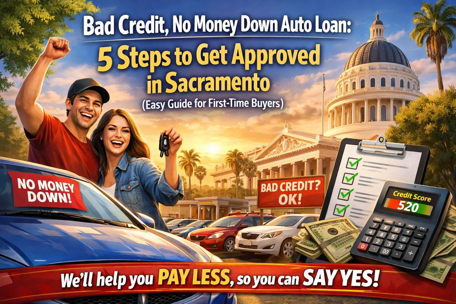 [HERO] Bad Credit, No Money Down Auto Loan: 5 Steps to Get Approved in Sacramento (Easy Guide for First-Time Buyers)