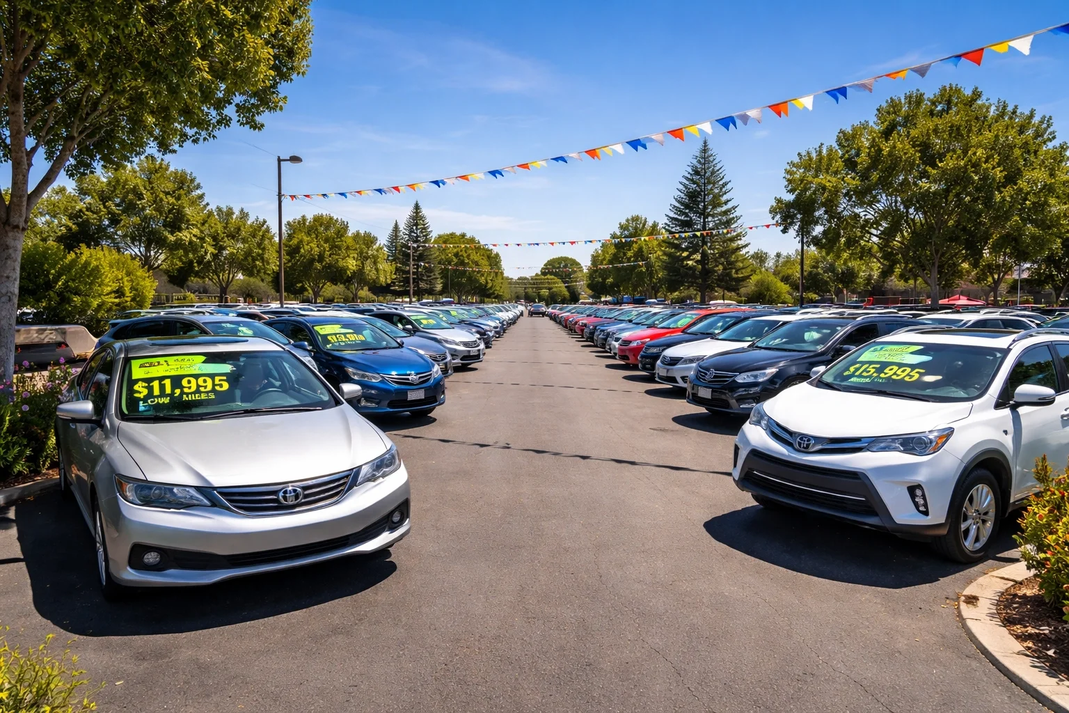Affordable used cars under $25K displayed at Roseville Kia dealership lot, perfect for bad credit buyers