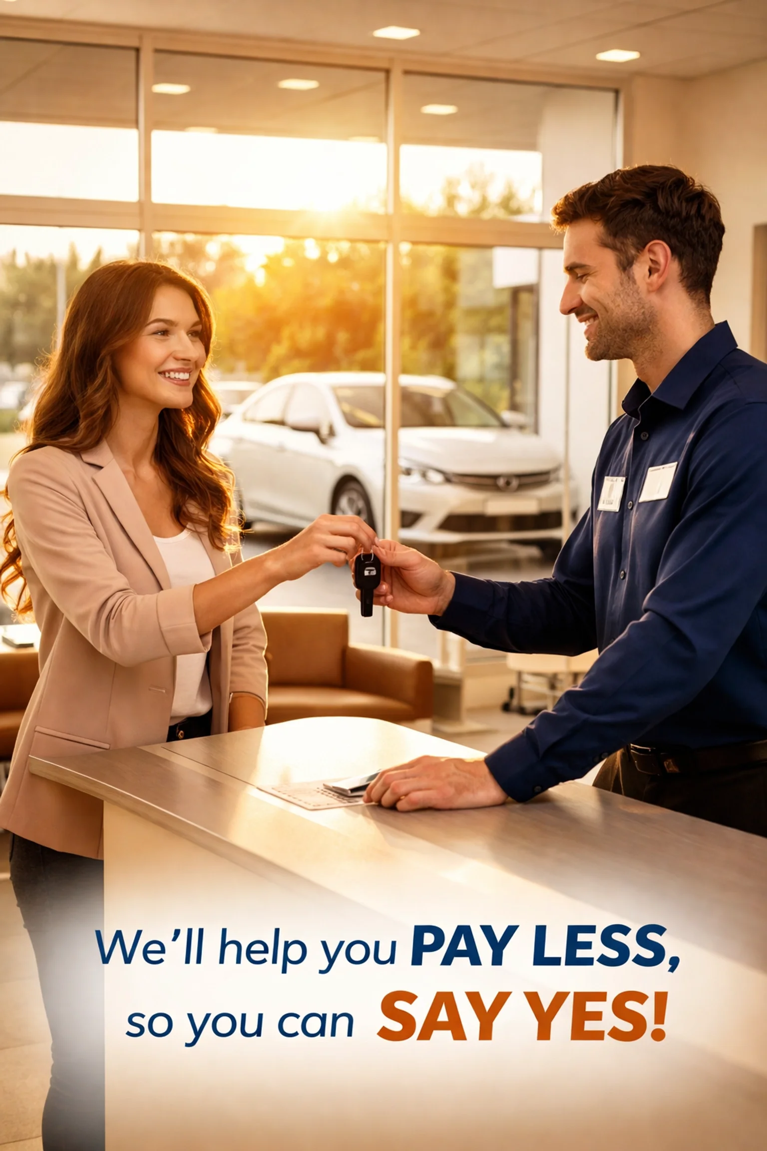 Customer dropping off car keys at Roseville Kia service counter during convenient early morning hours